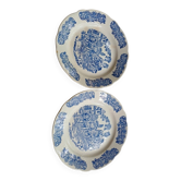2 small antique Sarreguemines plates - Blue landscape decoration