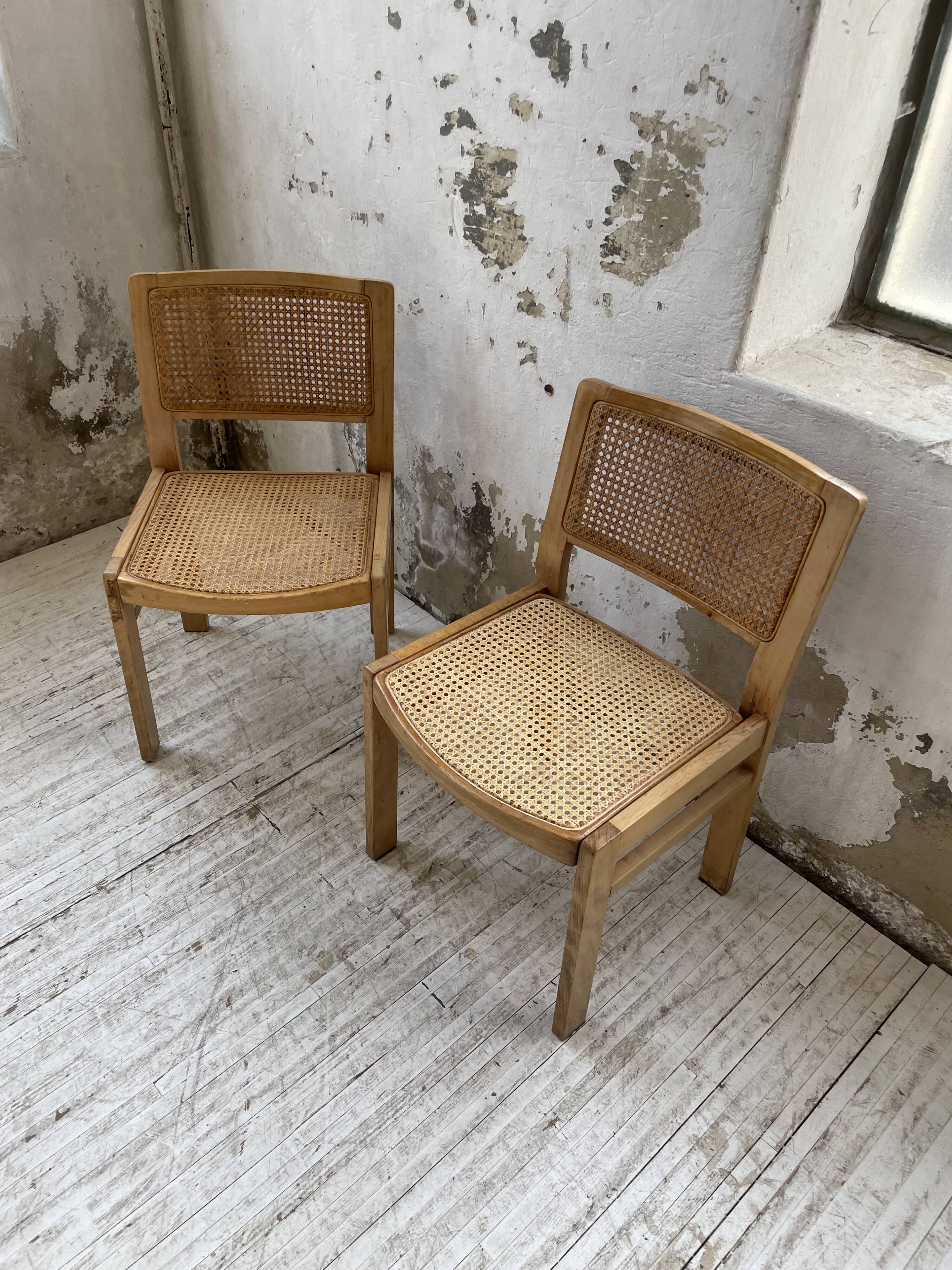 Pair of Baumann chairs beech and cannage