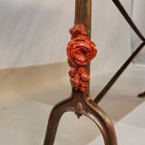 Set of 9 1900 Bistro Tables with Wrought Iron Legs and Rose Decor