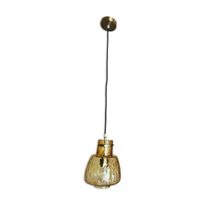 suspension vintage 70 - jaune verre