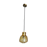 Suspension vintage 70 globe verre jaune