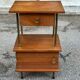 Mid-Century bedside table in solid teak/mahogany with brass, 1960.