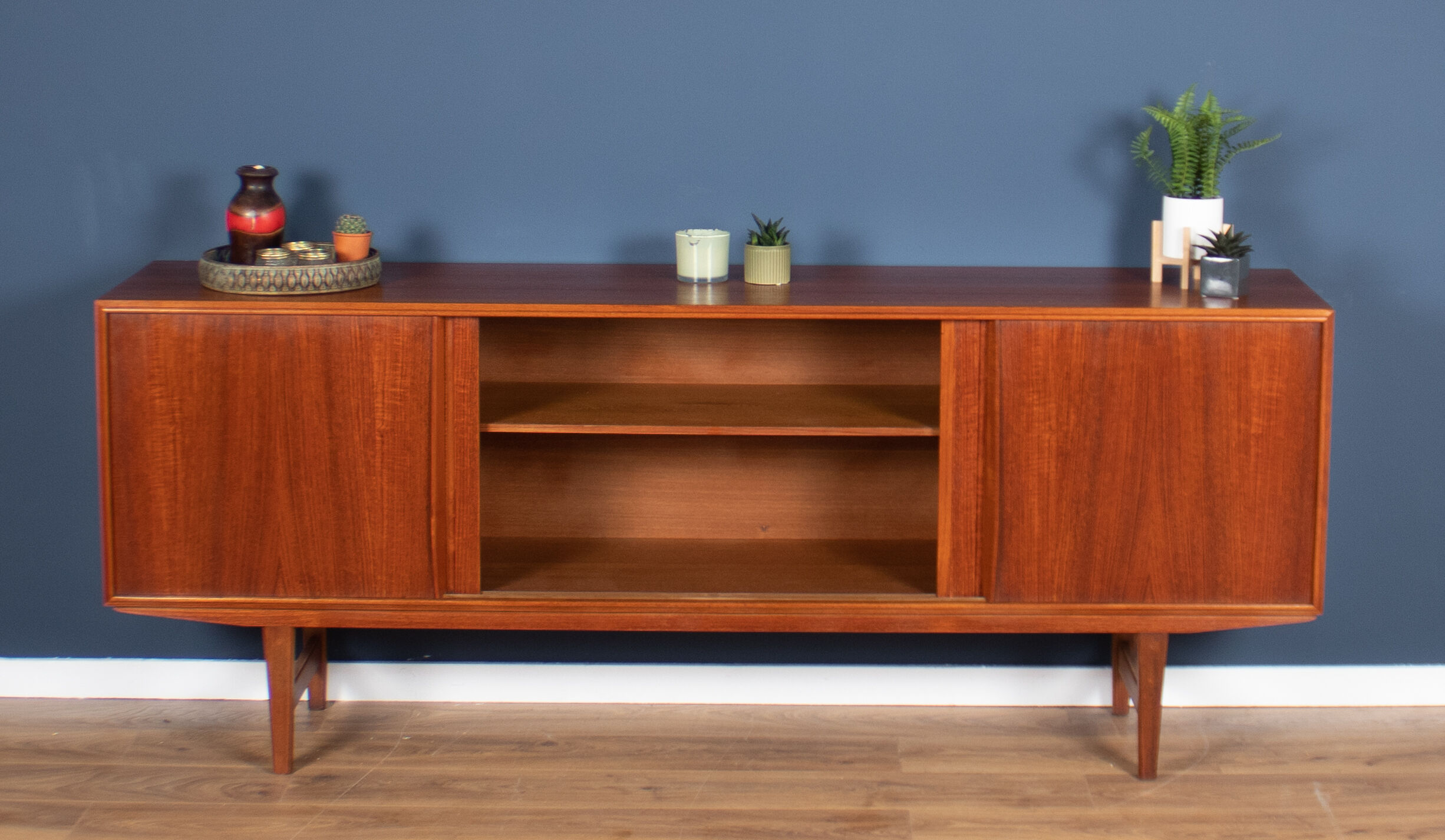 Teak 1960s mid century long Danish sideboard