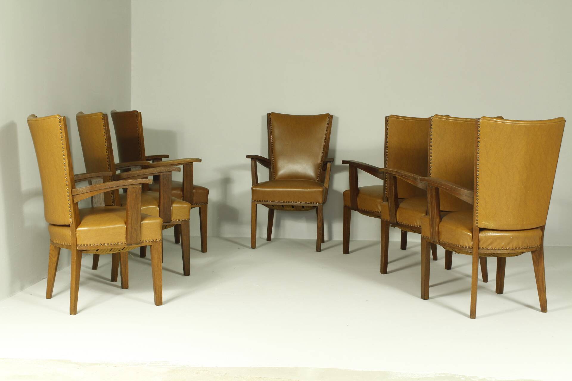 Armchairs by H. Wouda for H. Pander & Zn., 1920s, Set of 7