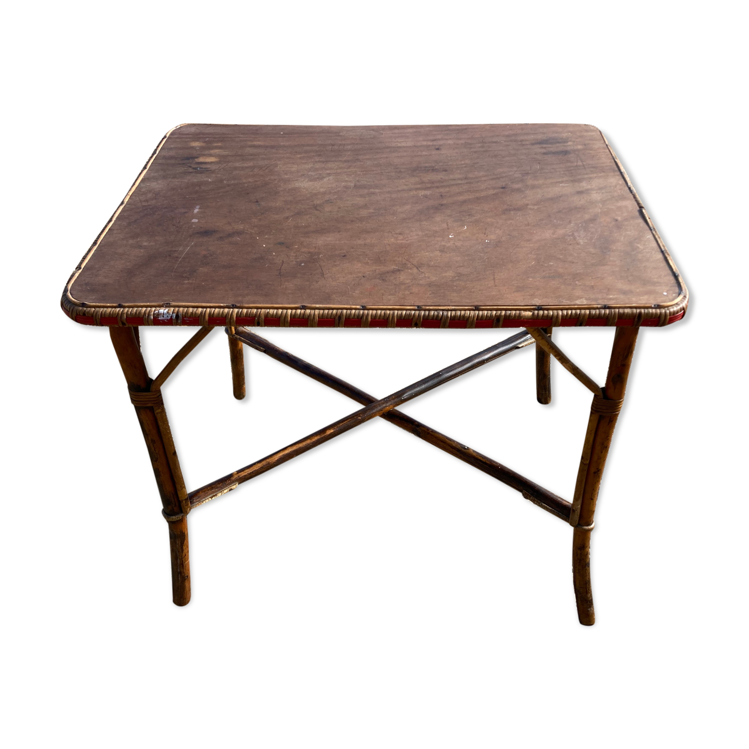 Wooden and wicker table