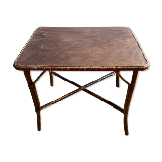 Wooden and wicker table