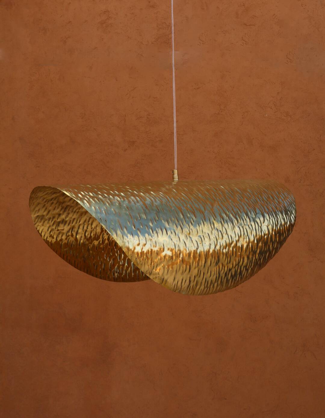 Handmade lotus-shaped brass pendant light