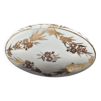 Oval jewelry box or candy box in Limoges porcelain, mid-20th century