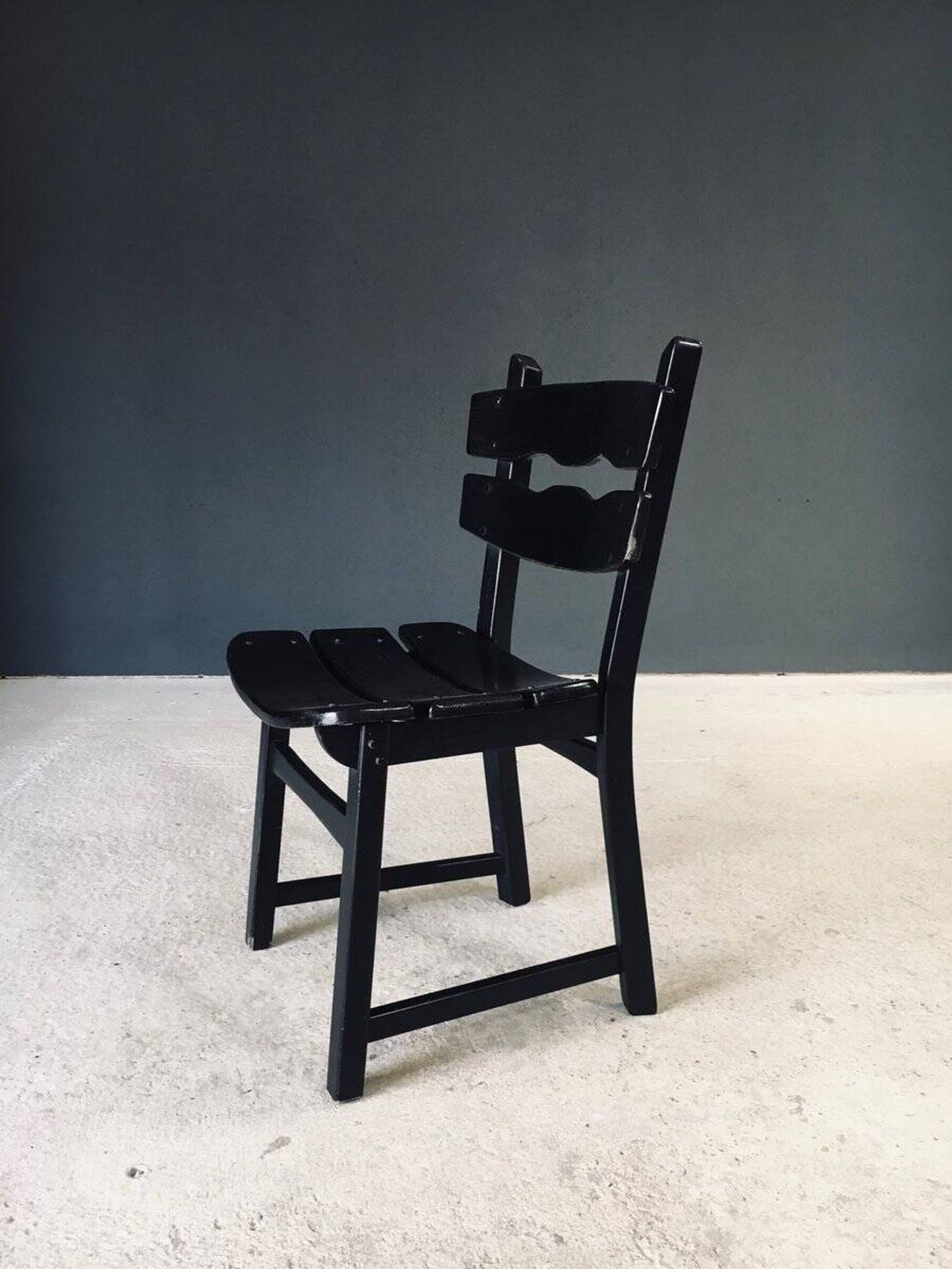 Brutalist dining chairs by Dittmann for Awa Radbound, Netherlands, 1970s, set of 6.