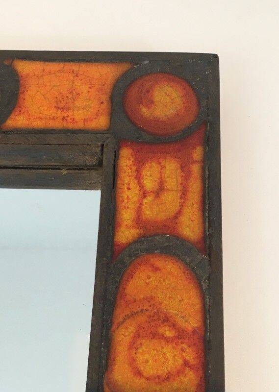 Ceramic mirror in shades of orange