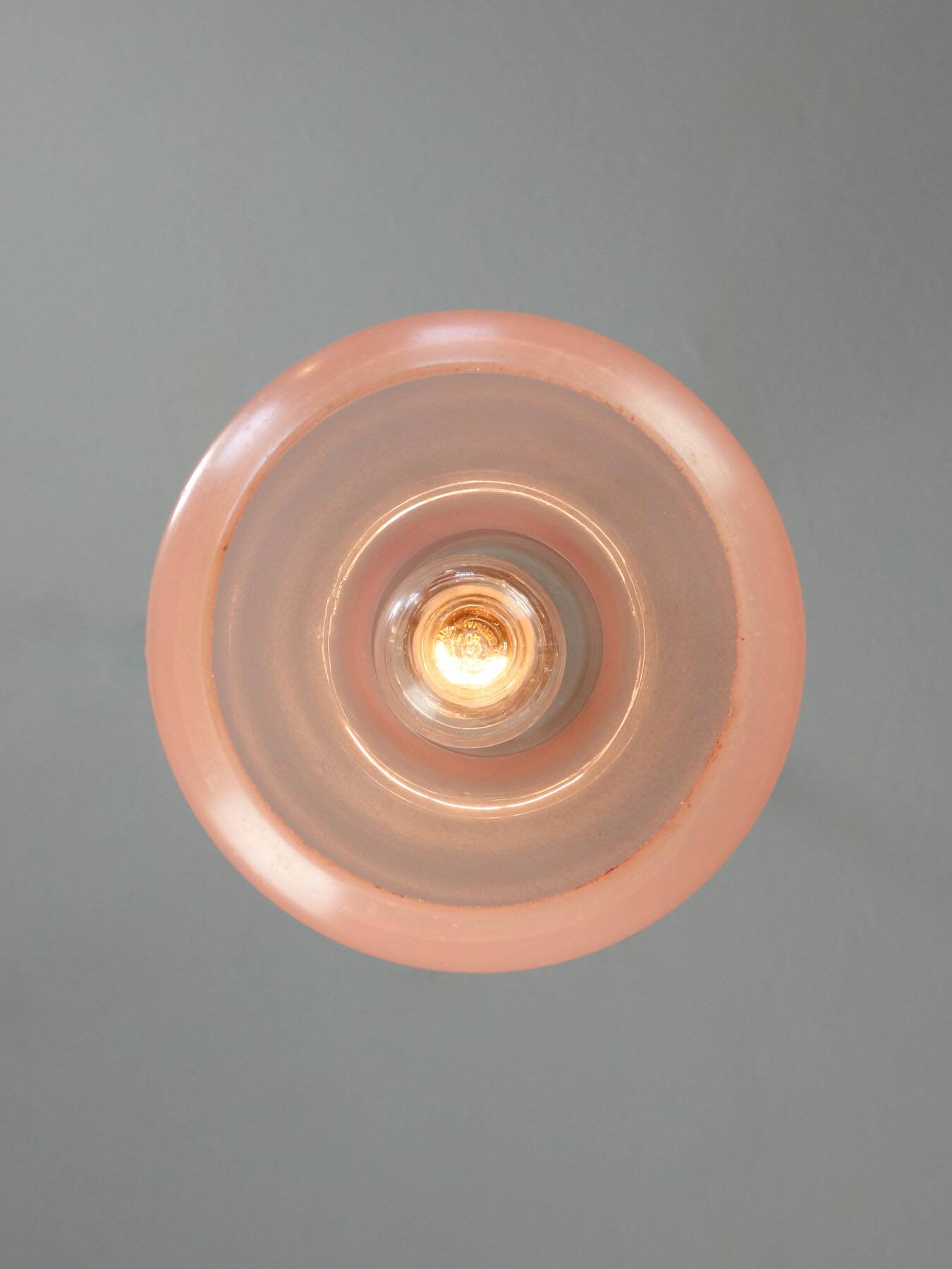 Vintage Italian Chrome and Pink Glass Pendant Lamp