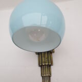 Art deco wall lamp in brass and soft blue opaline globe