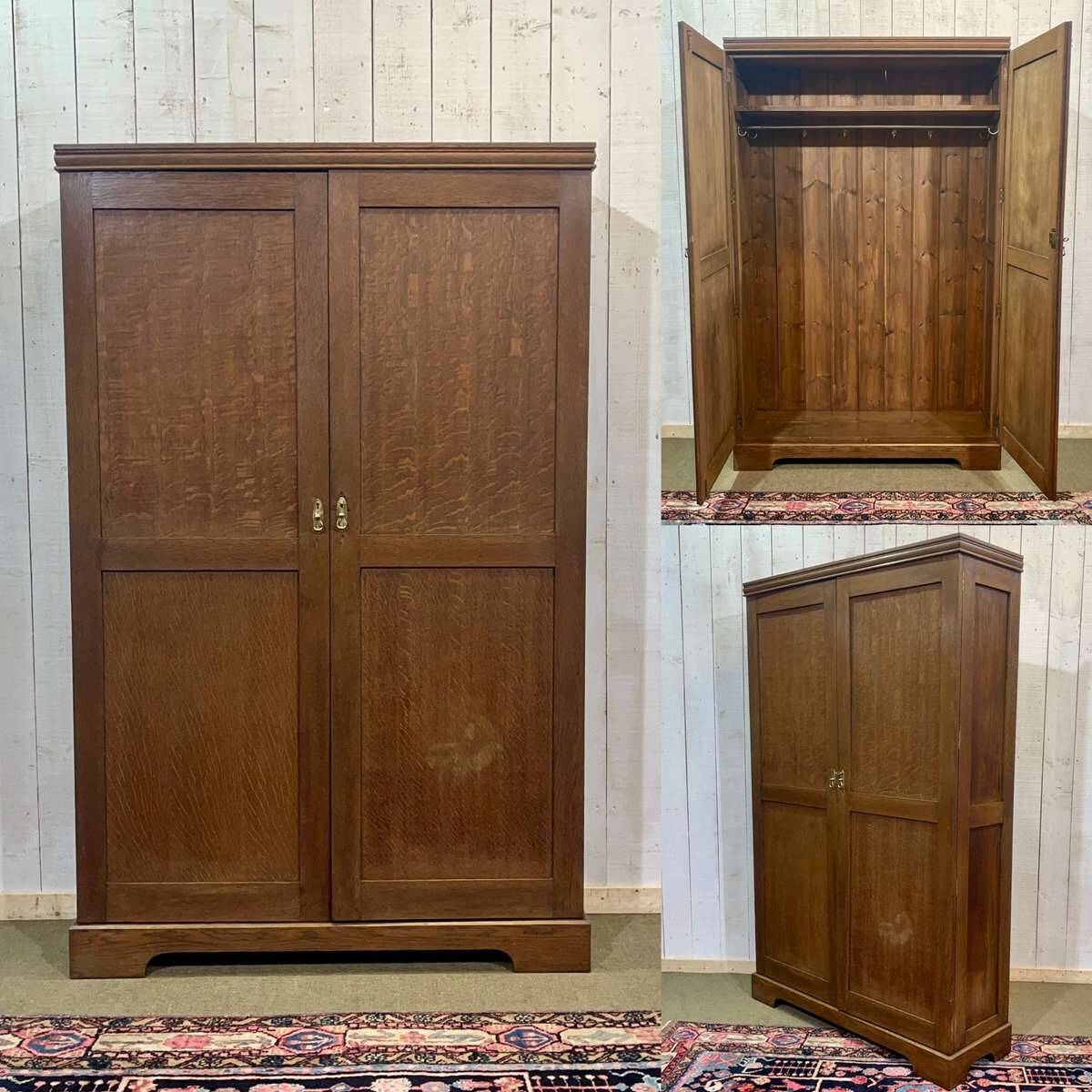 English oak wardrobe from the early 20th century.