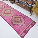 Pink Brown Turkish Runner Rug 86x300Cm SKU 18158