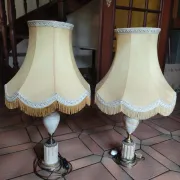 Pair of alabaster bedside lamps
