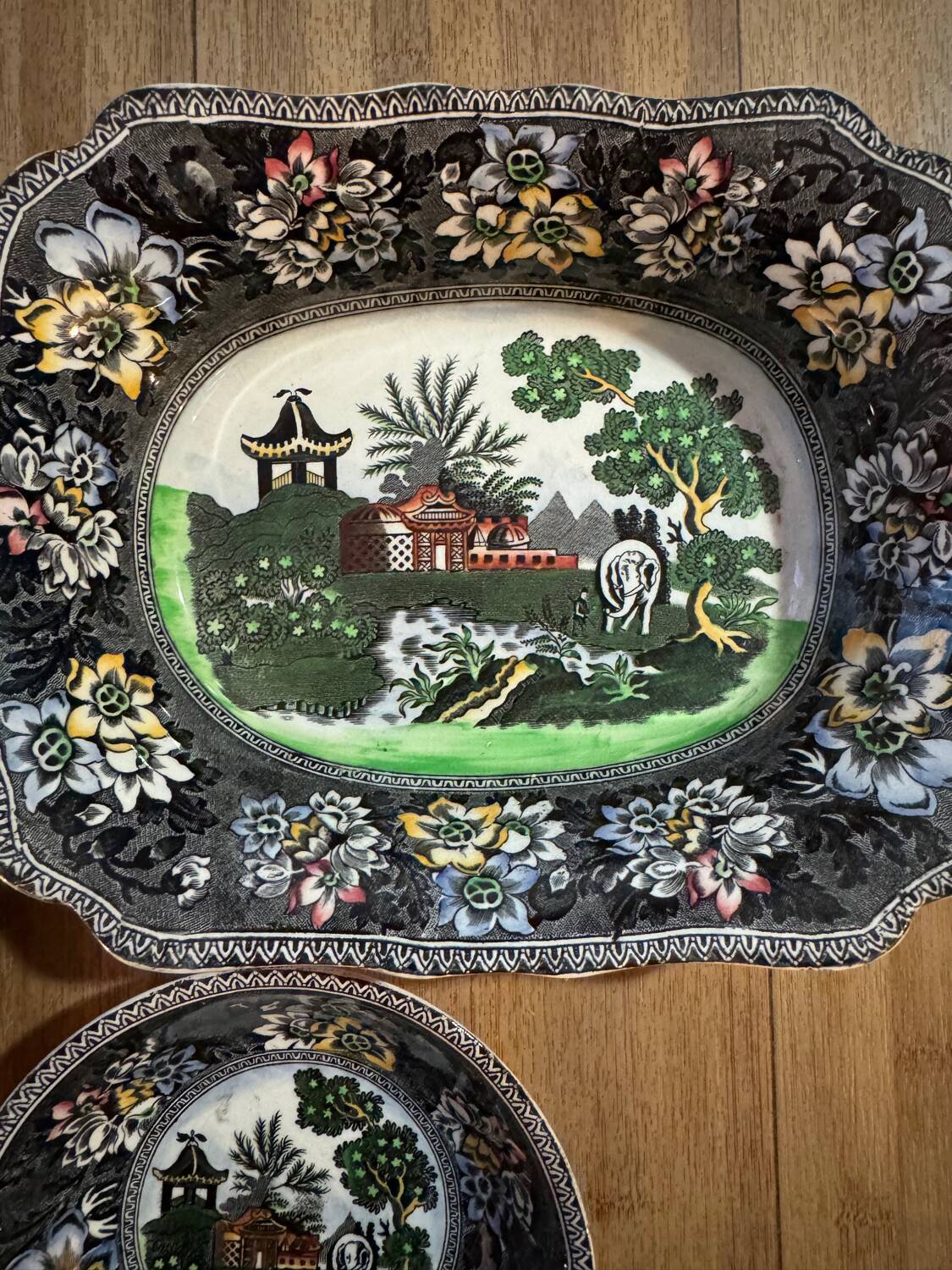 Small dish and 5 English bowls – Reproduction Rogers 1780 – Bursl