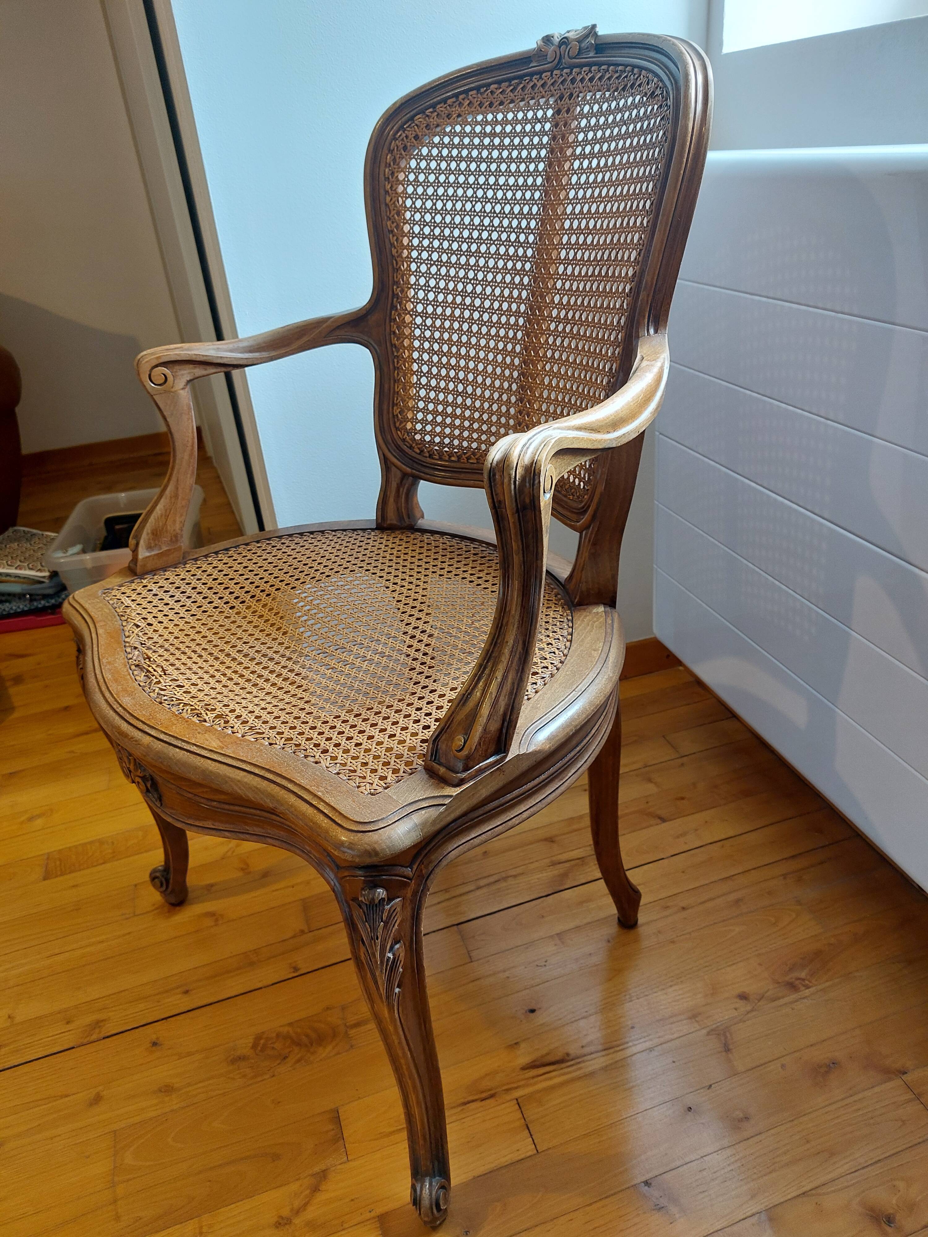 Louis XV style caned armchair