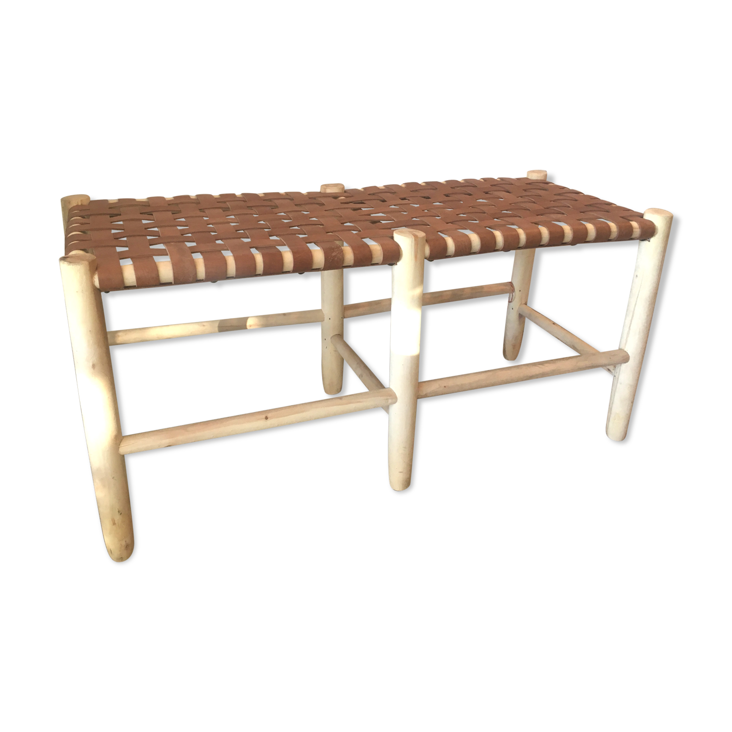 Poplar and leather bench