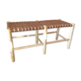 Banc en peuplier et cuir