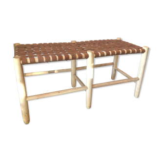 Banc en peuplier et cuir