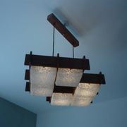Plafonnier vintage en teck et perspex xl