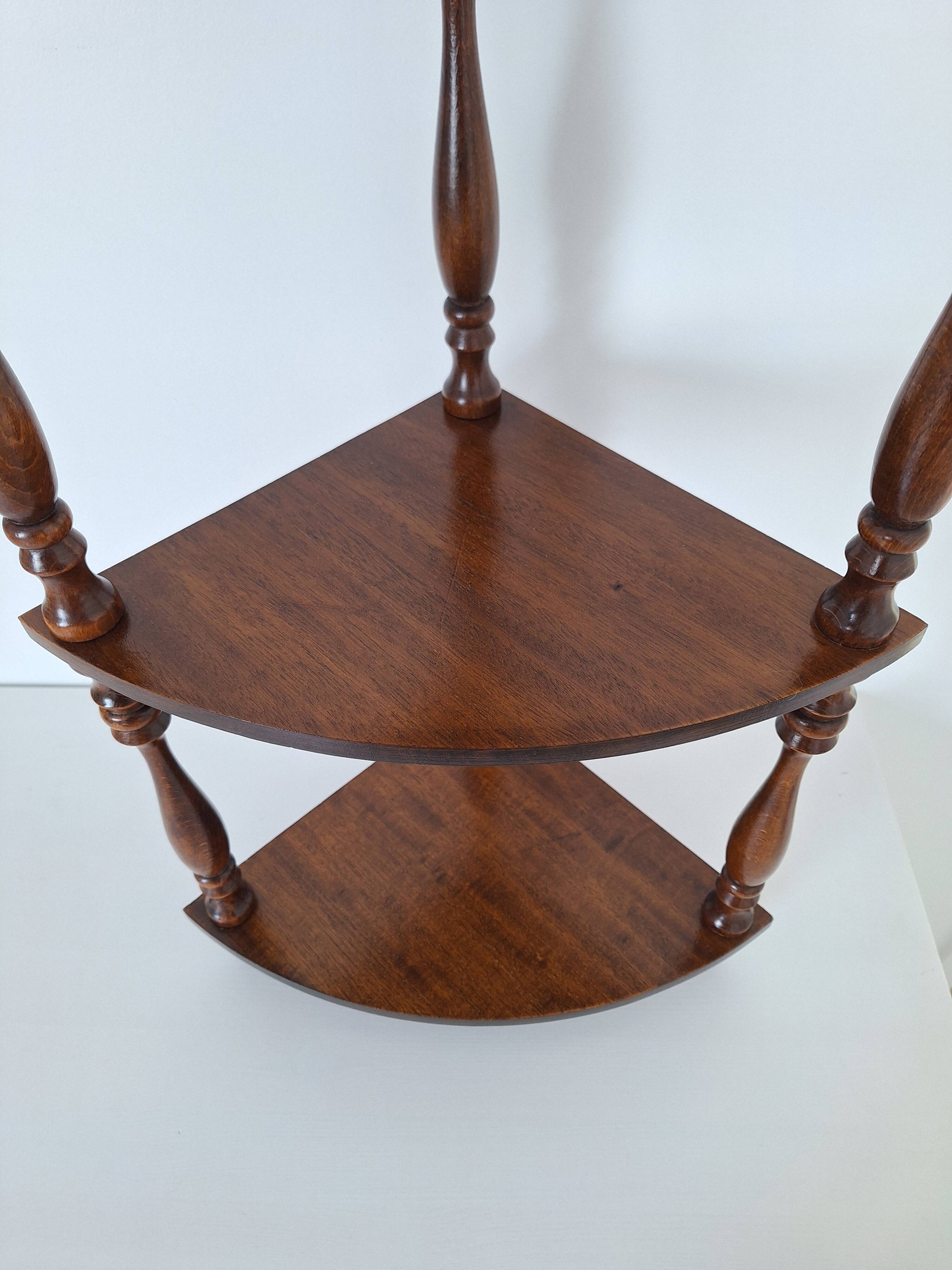 1970s wooden corner shelf