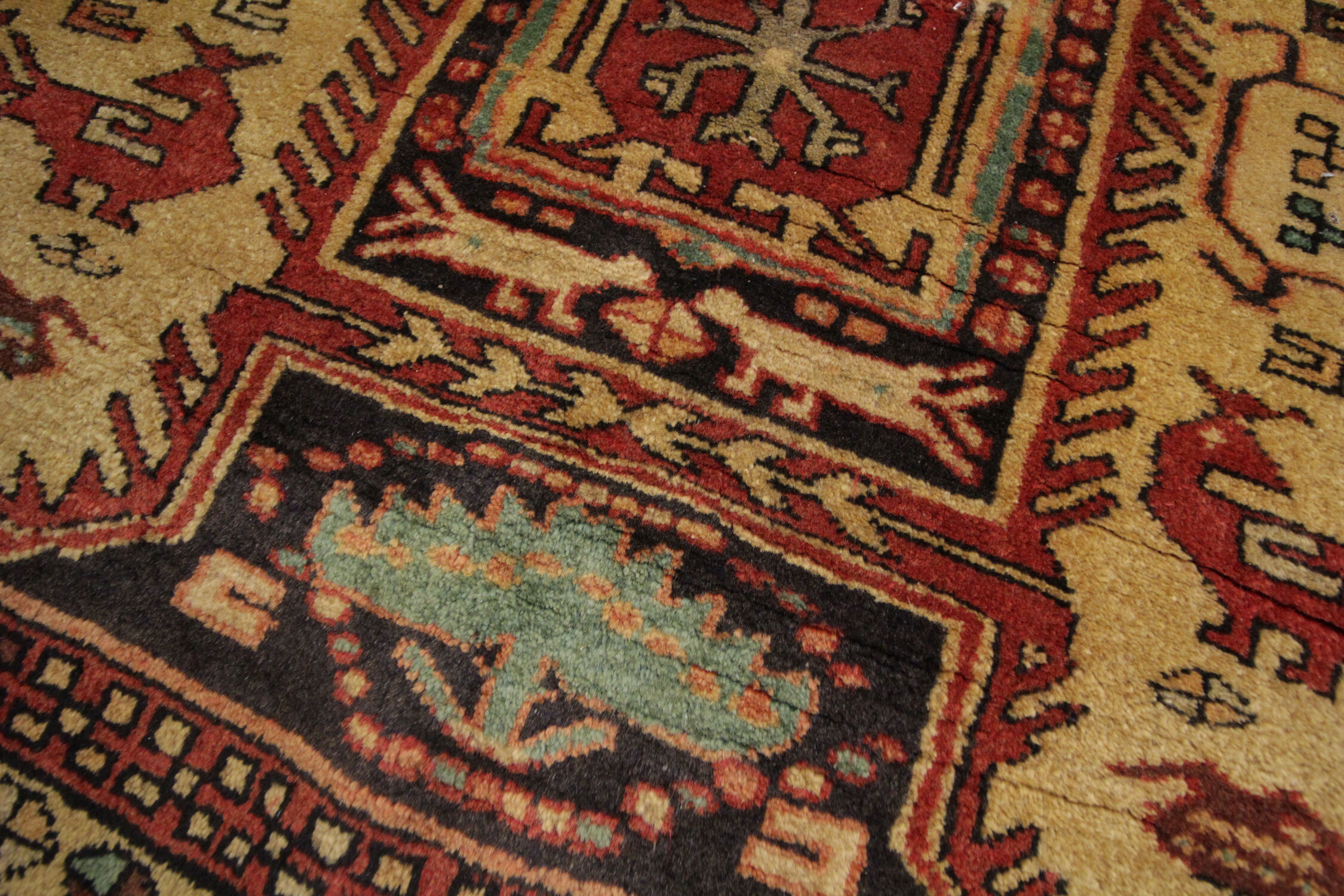 Antique persian wool aderbil rug, traditional orange wool carpet 115x304cm