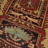 Antique persian wool aderbil rug, traditional orange wool carpet 115x304cm