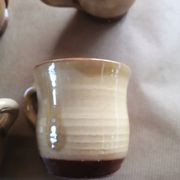 Set of 7 vintage stoneware yellow coffee cups