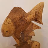 Wood carving duo of fish