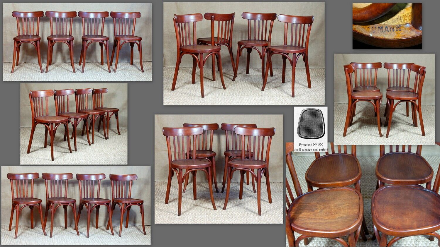 4 bistro chairs Baumann 1937-1939 ca