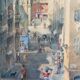 Watercolor painting p. rabagliati rue rossetti old nice 1950 + frame