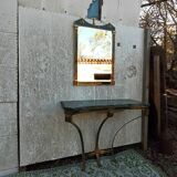 Brass console and mirror
