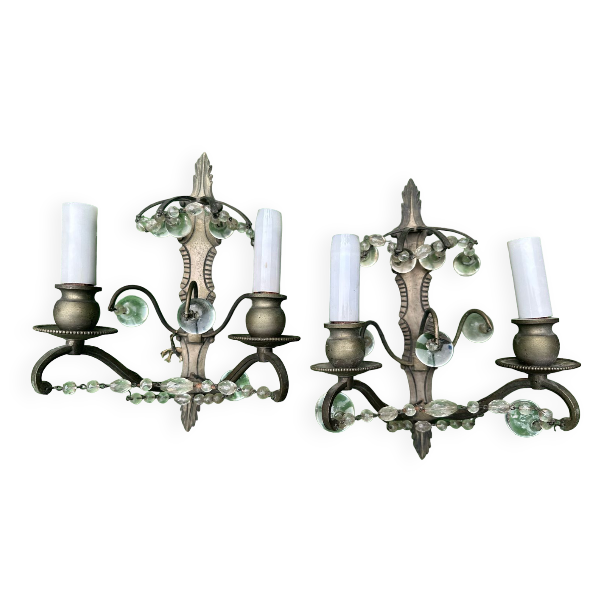 Pair of Art Nouveau / Art Deco Border Period Wall Lights 1920