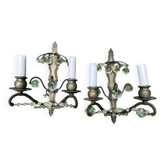 Pair of Art Nouveau / Art Deco Border Period Wall Lights 1920