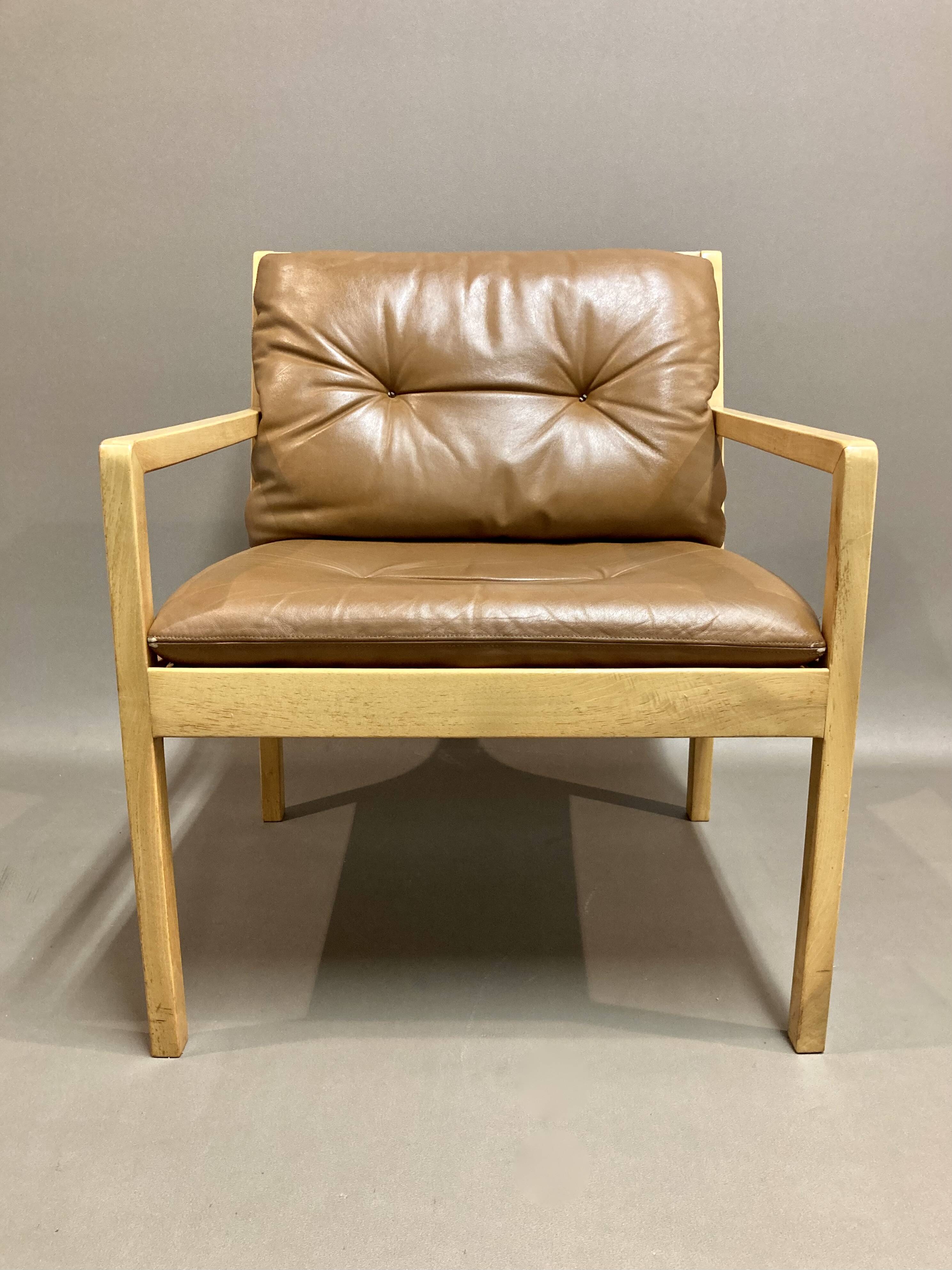Leather armchair "Bernt Petersen" Scandinavian design 1960.