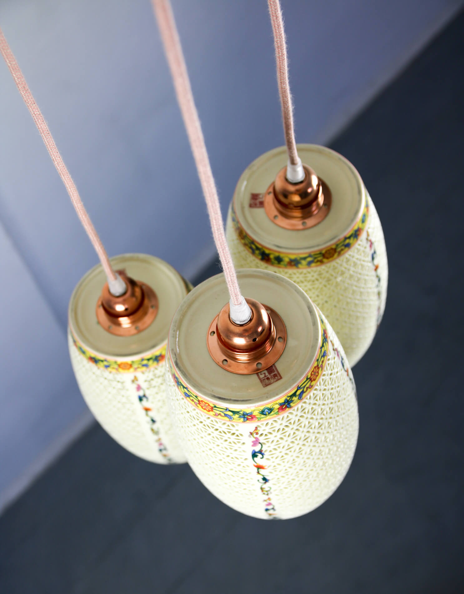 Ceramic pendant light 1980s, set of 3