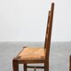 Set of 6 rustic oak ladder-back chairs with rush seats, France, 20th centur