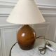 Stoneware lamp and linen lampshade 50s-60s