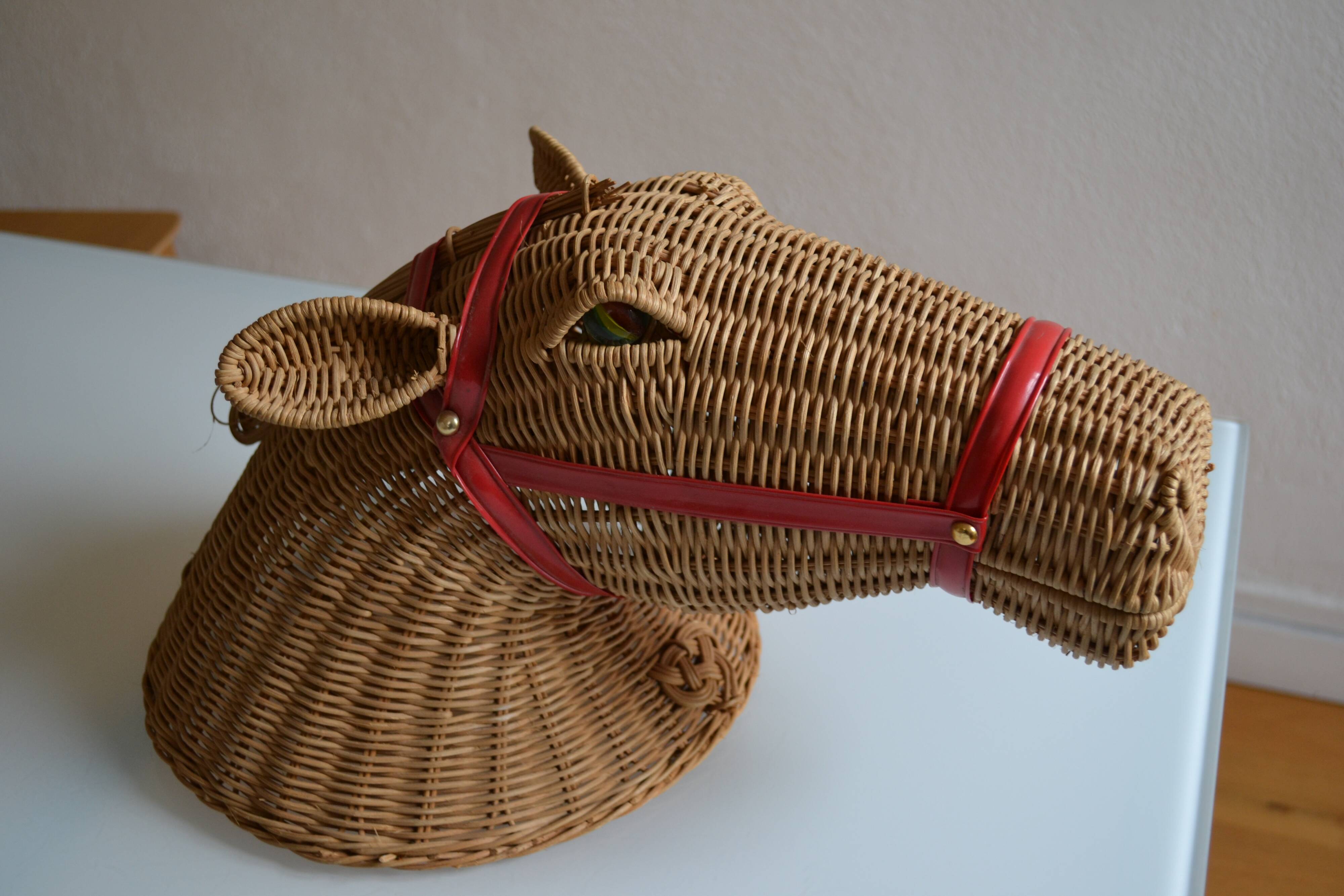 Rattan horse head 1960s 1970s