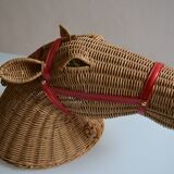 Rattan horse head 1960s 1970s