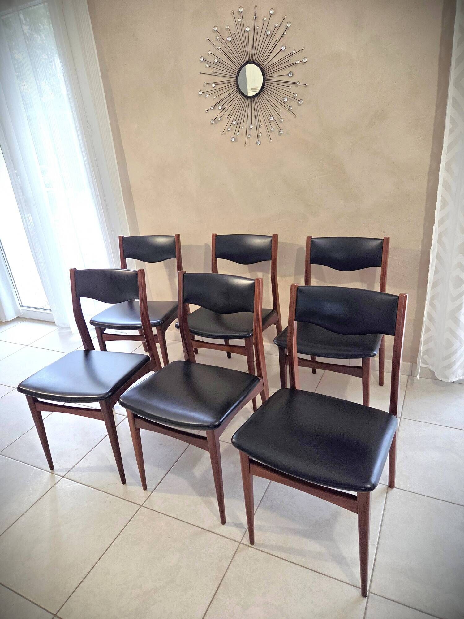 Lot de 6 chaises en teck style scandinave mid-century