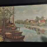 Illustration boats and river