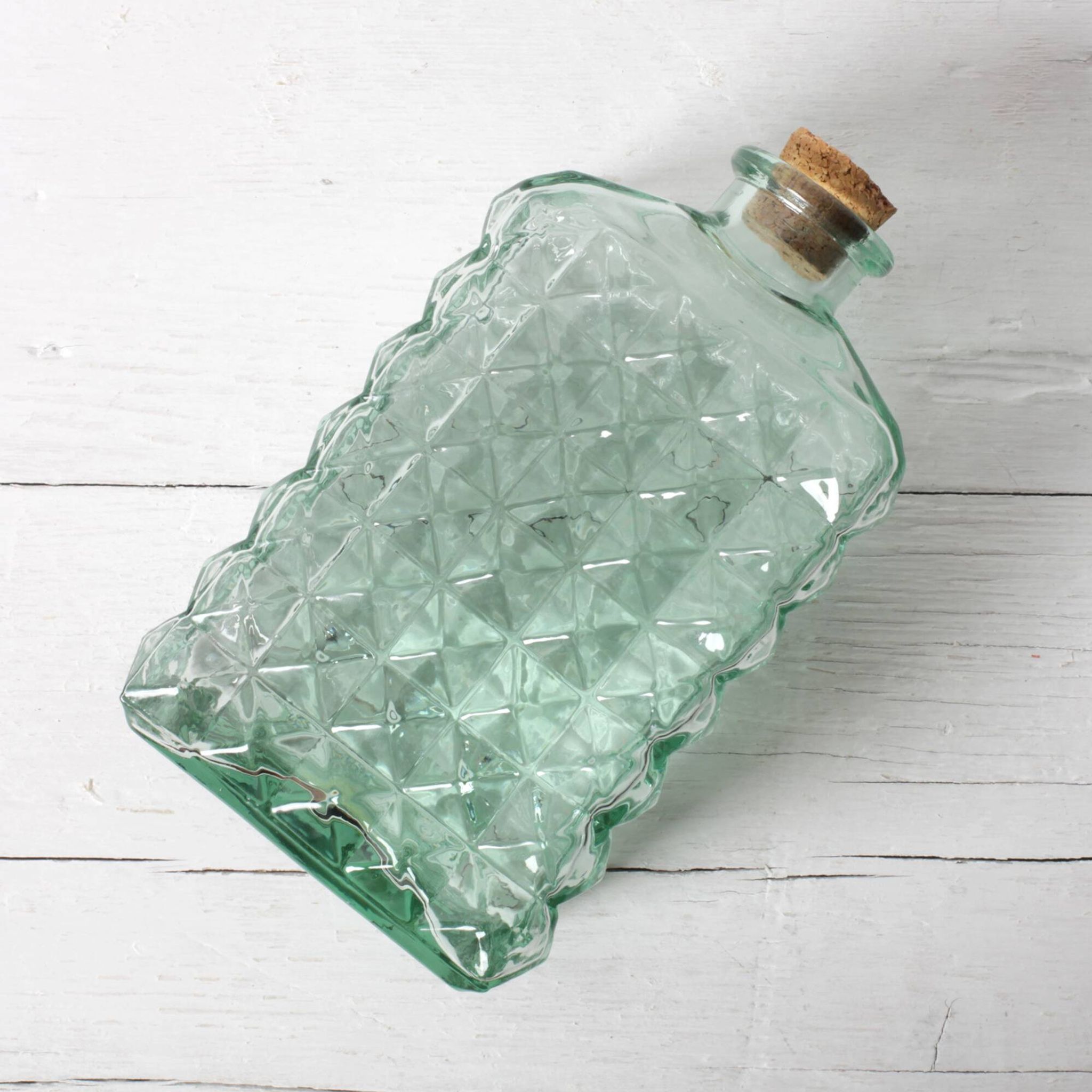 Georgia Green Glass Decanter with Cork Stopper / Spain / 1990s