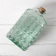 Georgia Green Glass Decanter with Cork Stopper / Spain / 1990s