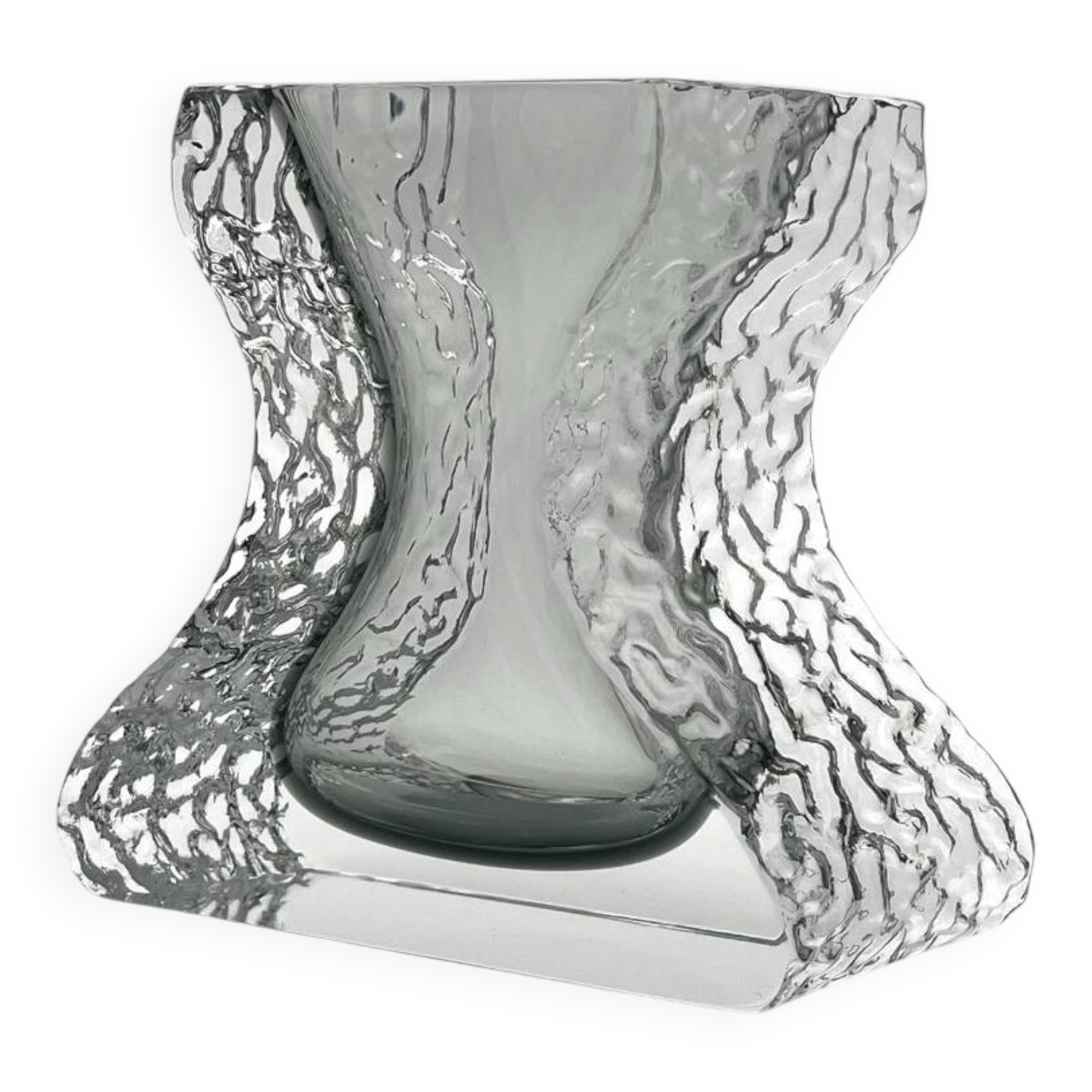 Vase Mandruzzato Murano Sommerso Fumé Texture Givrée Design 70s