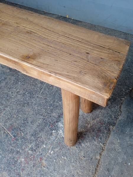 Bench 140 cm old patinated solid wood