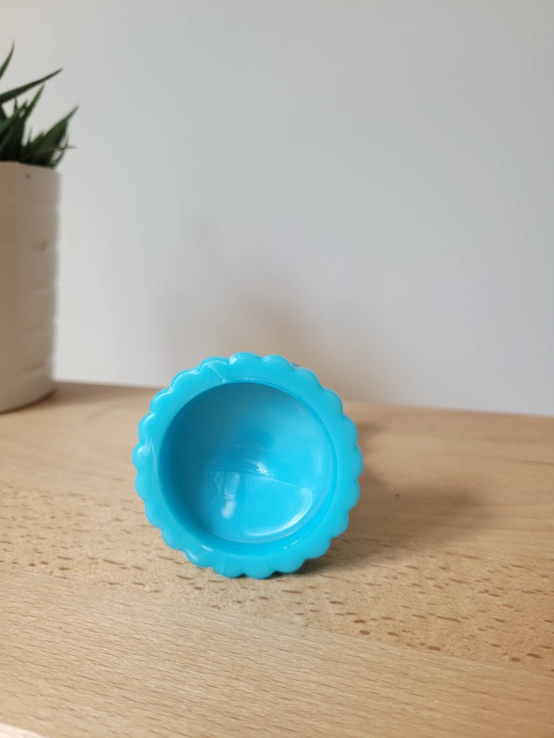 Blue opaline candle holder