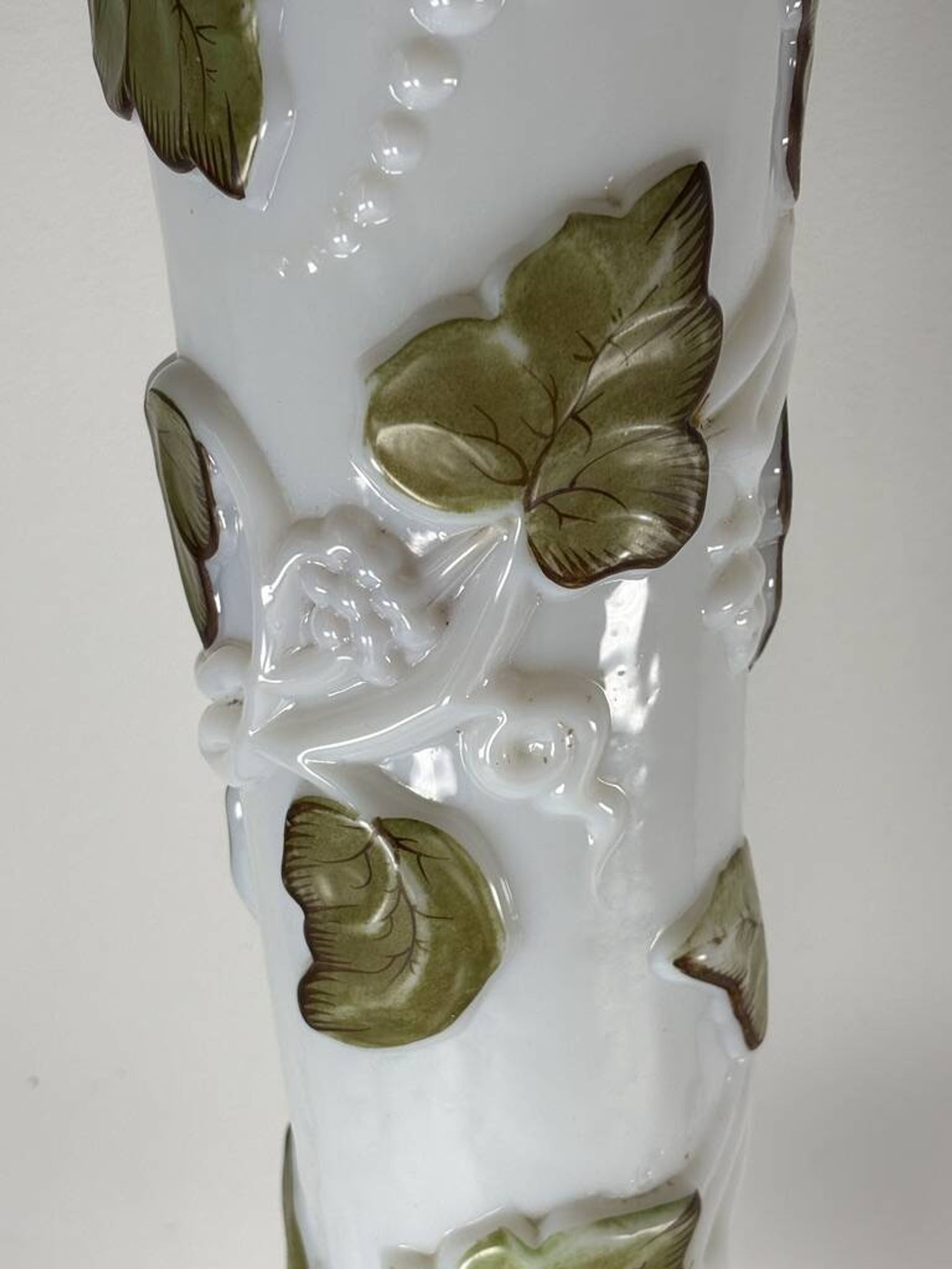 Baccarat Opaline Vase XXL Grape Decoration 1860 19th Century France