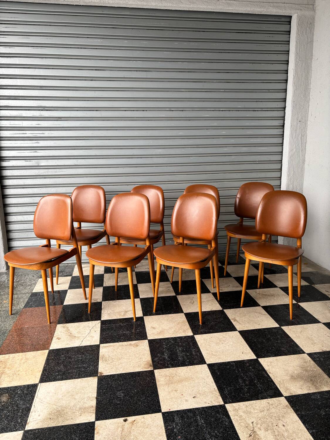 Series of 8 Pegase chairs by Baumann